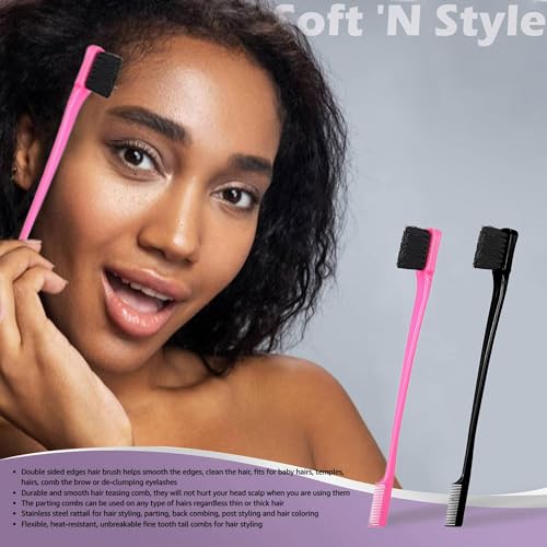 Soft 'N Style Double Sided Edge Control Hair Brush Comb 4 Pack