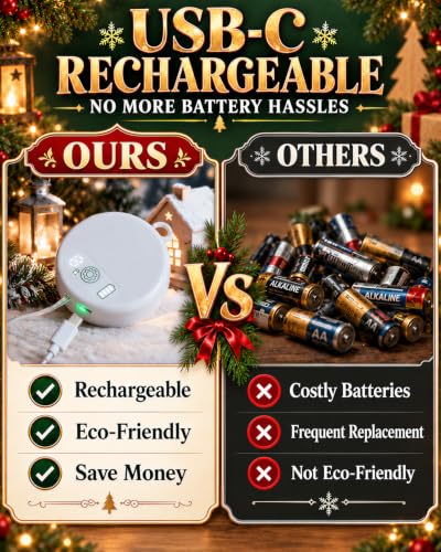Rechargeable Christmas Window Lights with Bell Tree & Star Designs - Warm White, 3 Pack