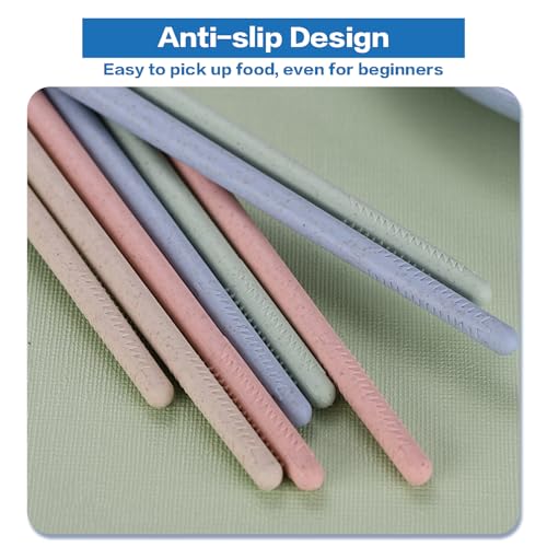 Frunsse Reusable Chopsticks 4 Pairs, 20cm Textured Matte Soft-Tone Utensils