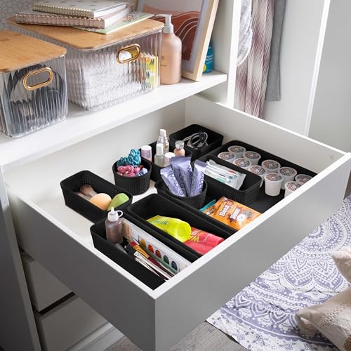 Simplify 6-Pack Square Baskets Set - Matte Black Storage Solution