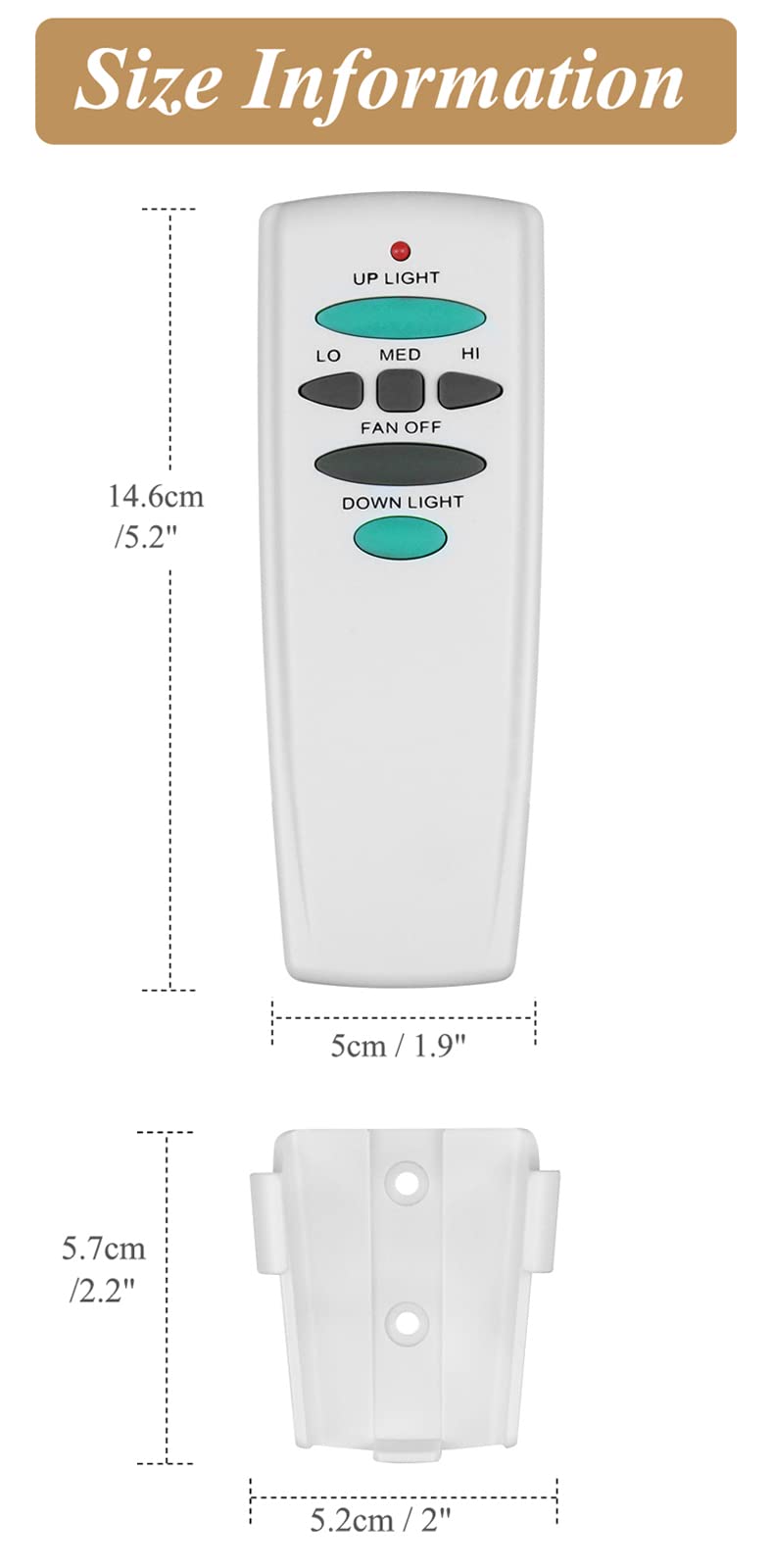 UC7078T Remote for Ceiling Fan with Up Down Light, Replacement for Hampton Bay Harbor Breeze Hunter, Compatible with UC7078T UC7067RC CHQ7078T L3H2010FANHD Fan-HD6 FAN-28R, Dimmable