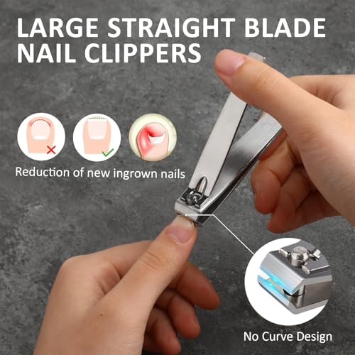 Large Straight Toenail Clippers for Thick Nails - Heavy Duty Stainless Steel