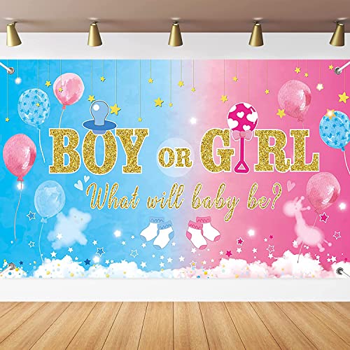 Gender Reveal Backdrop Boy or Girl Party Banner 6.1 x 3.6 Ft