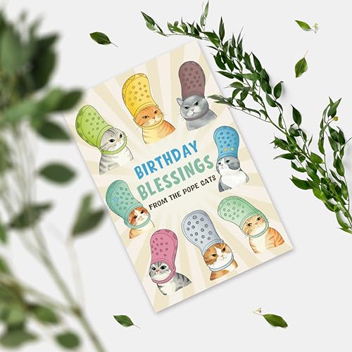 Funny Pope Cats Birthday Card for Cat Lovers - Hilarious Greeting