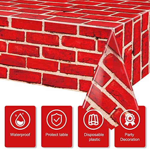 3 Pack Red Brick Tablecloths - Waterproof Table Cover for Holiday & Daily Use