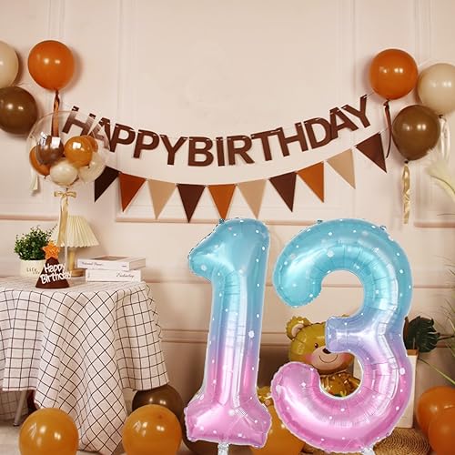 40 Inch Starry Sky Blue Number 19 Foil Balloon for Birthday & Events