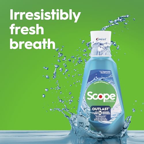 Crest Scope Outlast Peppermint Mouthwash 1 Liter Fresh Breath Formula