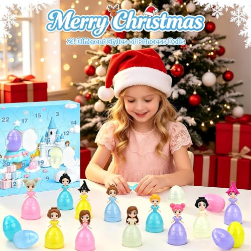 Princess Advent Calendar 24 Days Christmas Surprise Eggs for Kids