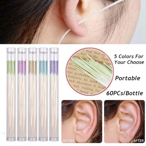 Pink Ear Hole Cleaner Floss - 60 Pcs Disposable Piercing Aftercare Line