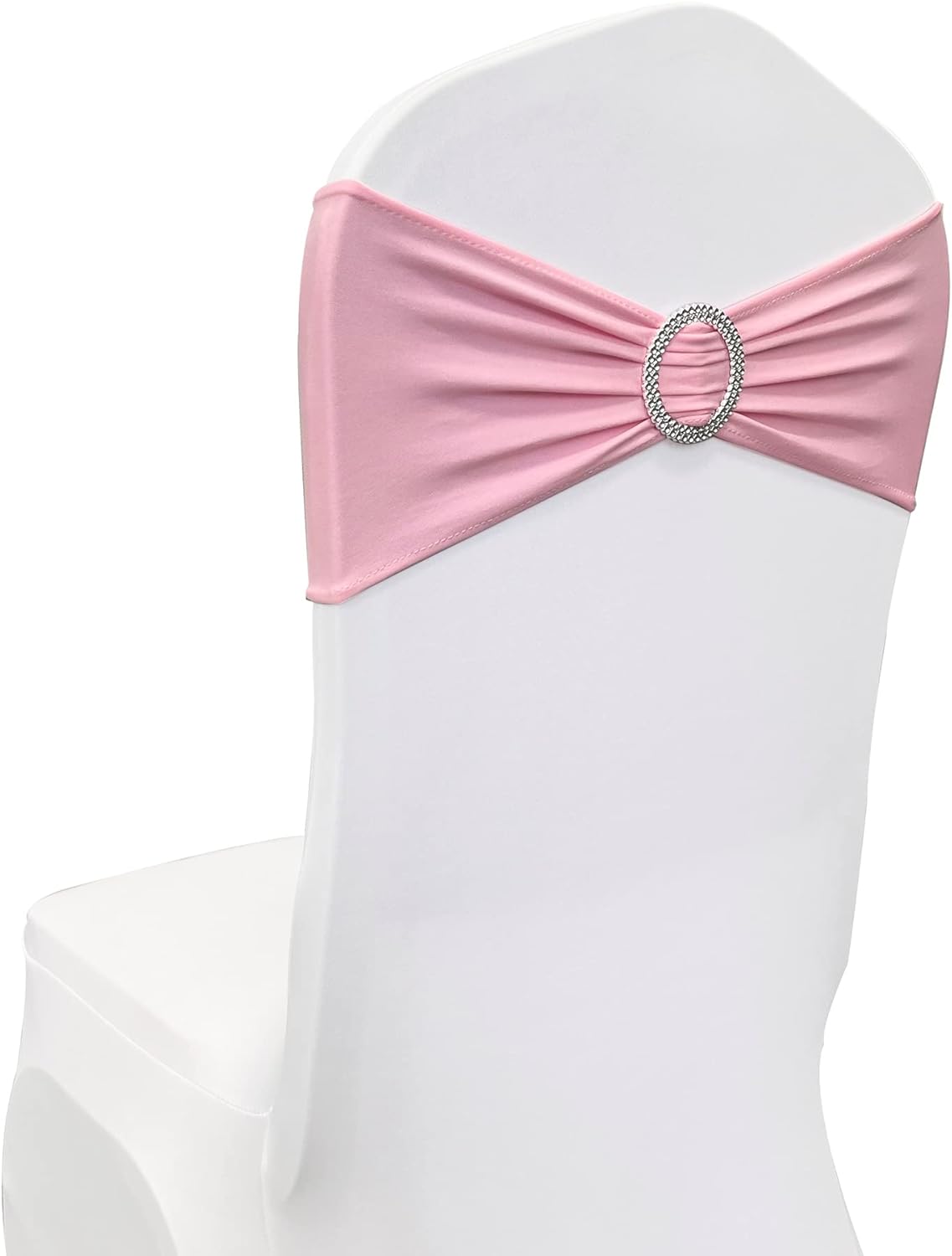 Spandex Chair Sashes by [Brand Name] - 50PCS Stretch Chair Ties with Buckle Slider for Wedding & Party Decor | Pink