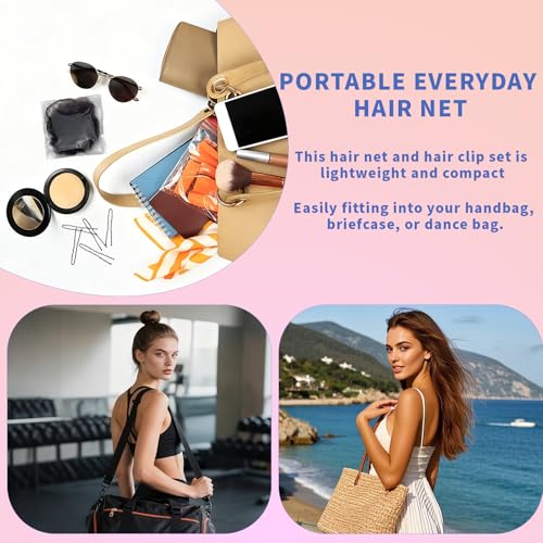 Invisible Hair Net & Pin Set - 20 Brown Hair Nets + 40 U-Pins
