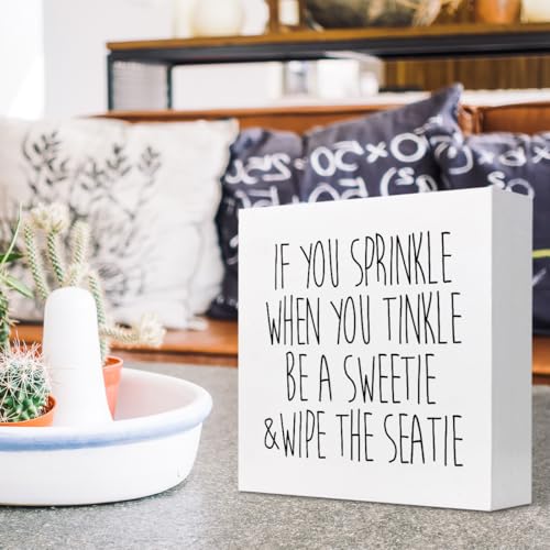 Be a Sweetie and Wipe the Seatie Wood Block Sign - Funny Desktop Decor