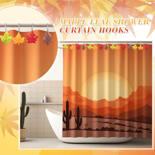 Cinnvoice 12 Pcs Autumn Maple Leaf Shower Curtain Hooks