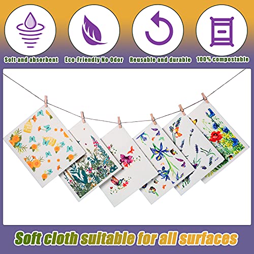 Geiserailie 6-Pack Butterflies Kitchen Dish Cloths - Absorbent, Reusable & Quick Drying