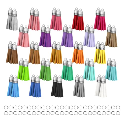 Youbay Leather Tassel Keychain Charm Set - 50 Pieces in 25 Colors