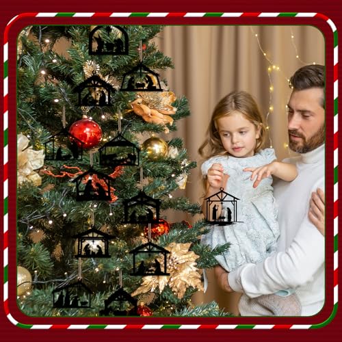Christmas Metal House Shaped Nativity Scene Ornaments - House Variation