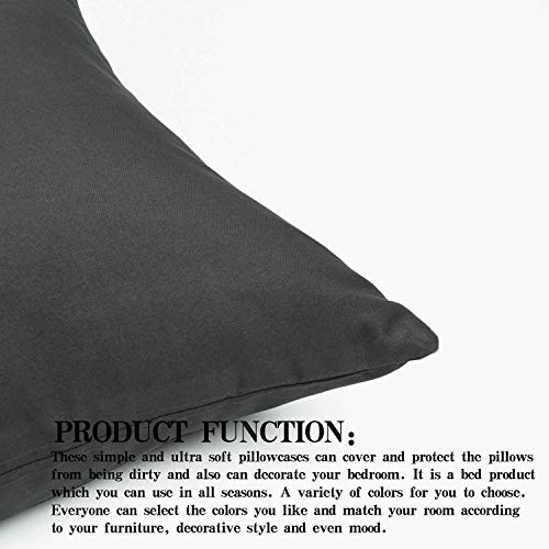 NTBAY Toddler Microfiber Pillowcases Set of 2, Zippered 13x18 in Dark Grey