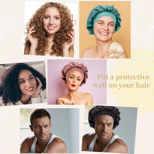 Taowave Satin Sleep Bonnet for Curly Hair & Elastic Band Black
