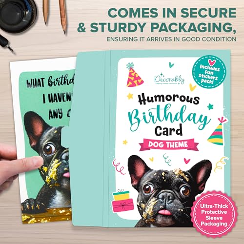 Humorous Dog Birthday Card Set - 5x7in Embossed Design with Stickers