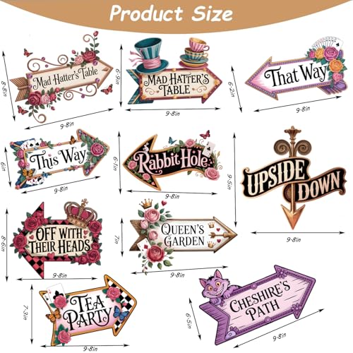 Alice in Wonderland Directional Arrow Signs - 10 Pack Party Decorations