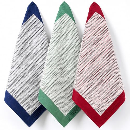 INFICRIME 100% Cotton Washcloths for Face & Body - 3 Pack (Red, Blue, Green)
