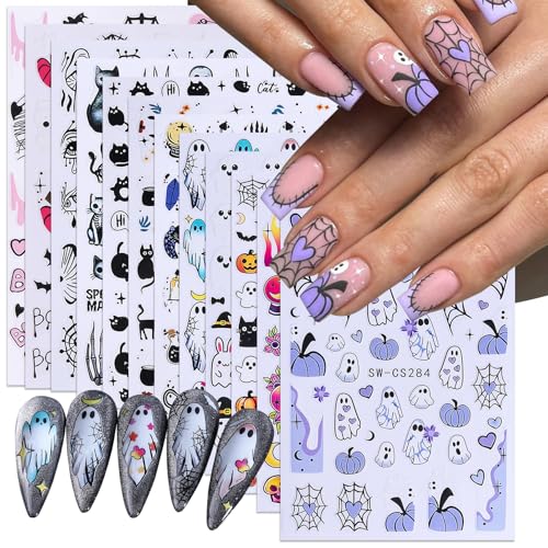 Ghost Halloween Nail Stickers 12 PCS 3D Cute Spooky Decals