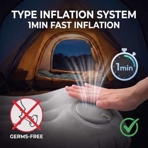 Inflatable Camping Pillow with Neck Support & Eye Mask - Portable Travel Comfort