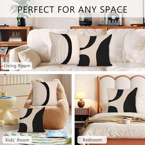 Boho Abstract Throw Pillow Covers 18x18 - Set of 2 for Couch & Bed