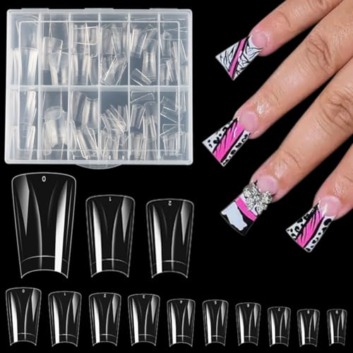 Clear Duck Nail Tips 120Pcs - Short Soft Half Cover Y2K Fake Nails Kit