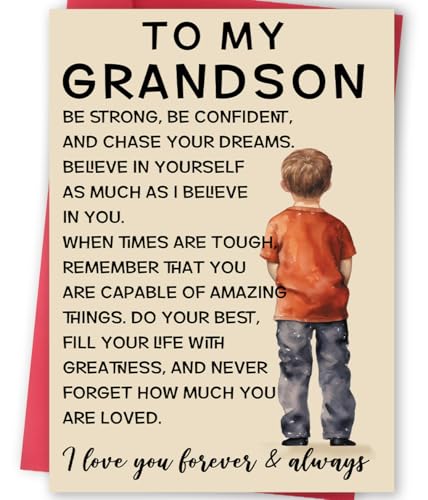 Grandson Birthday Card from Grandparents with Inspirational Message