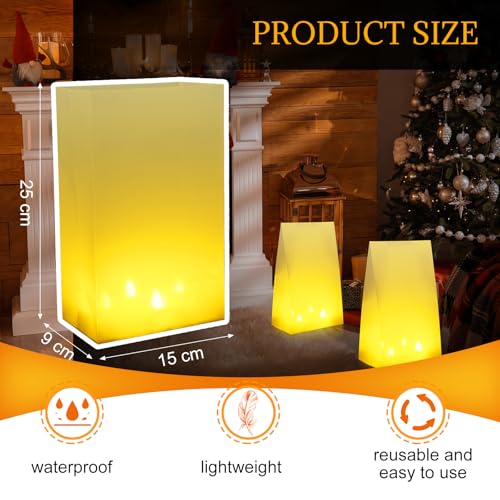 Christmas Plastic Luminaria Bags White Candle Lantern Set - 24 Pack