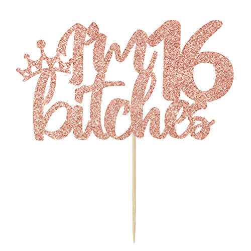 Rose Gold Glitter Cake Topper for 16th Birthday Party