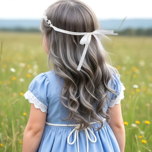 Dopenspi Pearl Flower Girl Headband Crystal Hair Accessory for Wedding