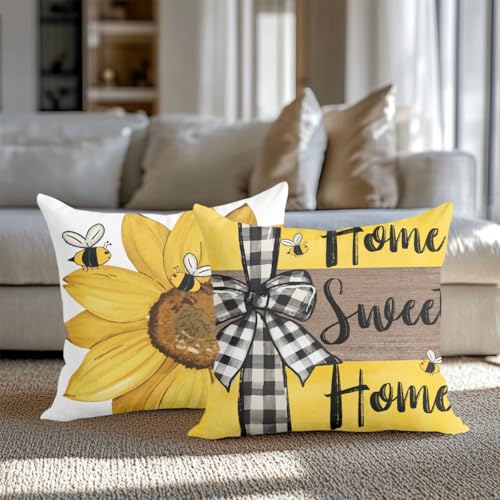 2 PCS Sunflower Pillow Covers 18x18 - Flannel & Zippered | Polychromatic1212