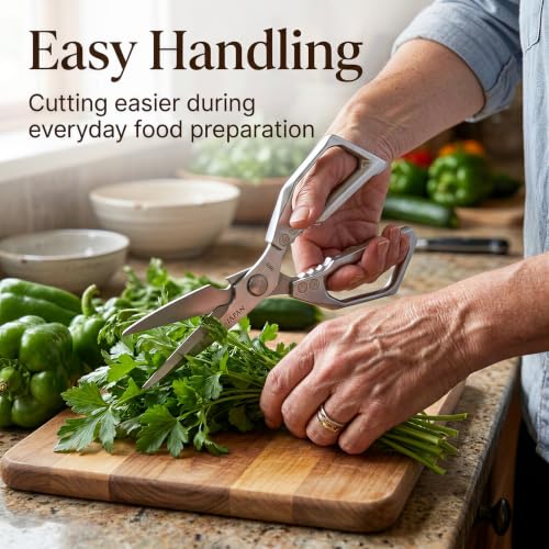 K-Y Silver Kitchen Scissors - Heavy Duty Food & Cooking Shears for Meat & Food Prep