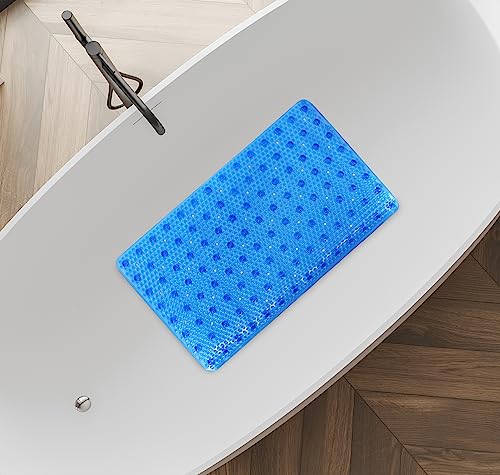 Splash Home Non-Slip Bathtub Mat, 27" x 14", Blue - Durable PVC with 112 Suction Cups