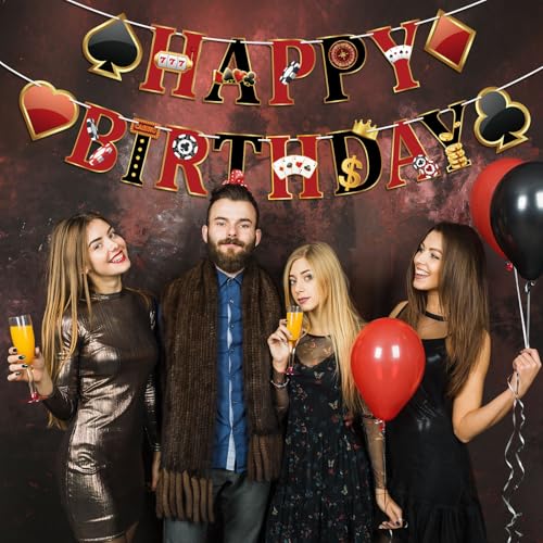Casino Birthday Banner for Las Vegas Theme Party Decorations