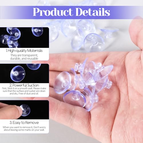 30Pcs Mini 2cm Suction Cups - Clear PVC for Home & Office Use