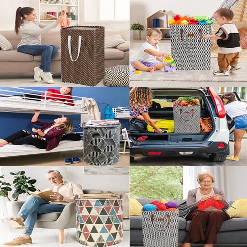 TeLUVHome Collapsible Laundry Hamper with Leather Handles - Large Waterproof
