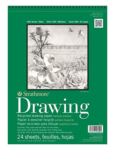 Strathmore Recycled Drawing Paper Pad, 9"x12", 80lb, 24 Sheets