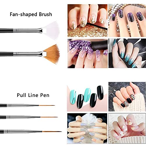 JOYJULY 20-Piece Nail Art Brush Set and Double-Ended Dotting Pens