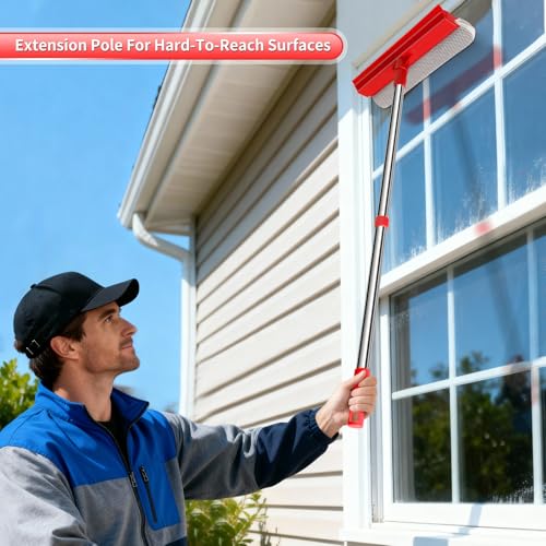 Keleekelin 2-in-1 Window Squeegee with 18.5"-28.5" Telescoping Handle