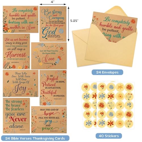 WorldBazaar 24-Pack Religious Greeting Cards with Bible Verses & Envelopes