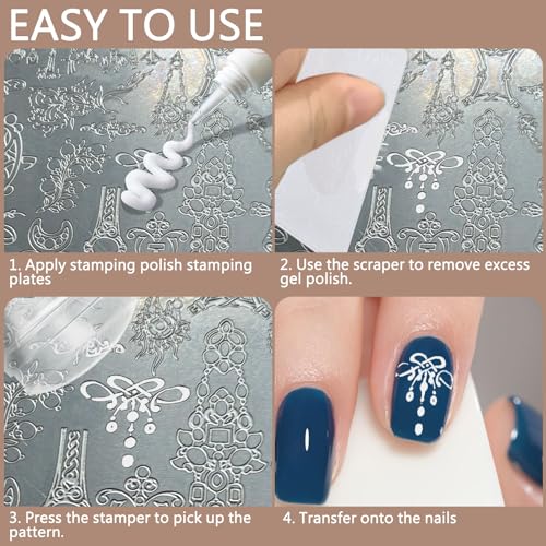 YOLCAR Dual-Size Silicone Nail Stamper Set with Scrapers for French Tip Art