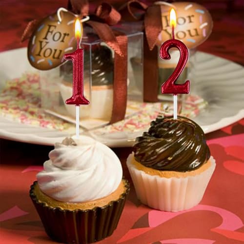 Burgundy Number 4 Candle for Birthday Cakes & Cupcakes