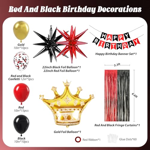 Vicduotex Red and Black Birthday Decorations Set for Men
