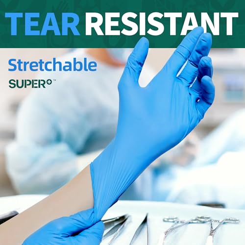 Supmedic Vinyl Disposable Exam Gloves, 100 Large Blue - Powder-Free & Latex-Free