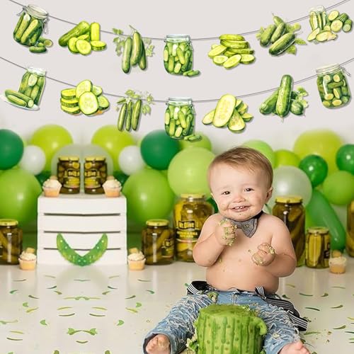 Pickle Birthday Banner Set - 2pc Green Funny Cucumber Party Decorations