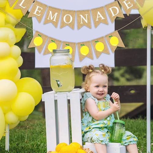 Lemonade Party Banner - 9.6ft Burlap Decoration for Summer Events