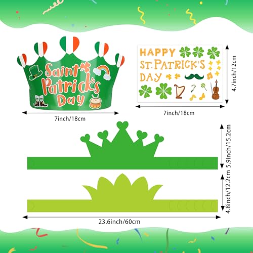 30 Pack St. Patrick's Day Adjustable Crowns with Stickers